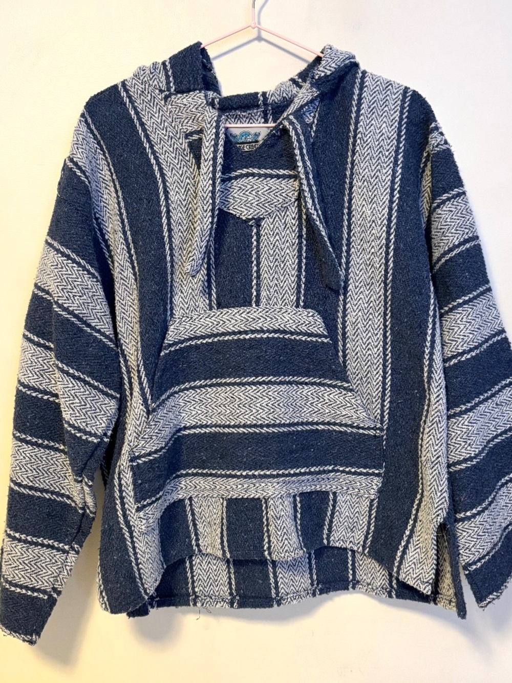 New Age Creations Hippie Surfer Baja Joe Pullover Sweater Blue Stripes Small